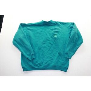 Ivanhoe Sweatshirt Mens Large Teal Excellent Vintage Mock Neck Crest Embroidered